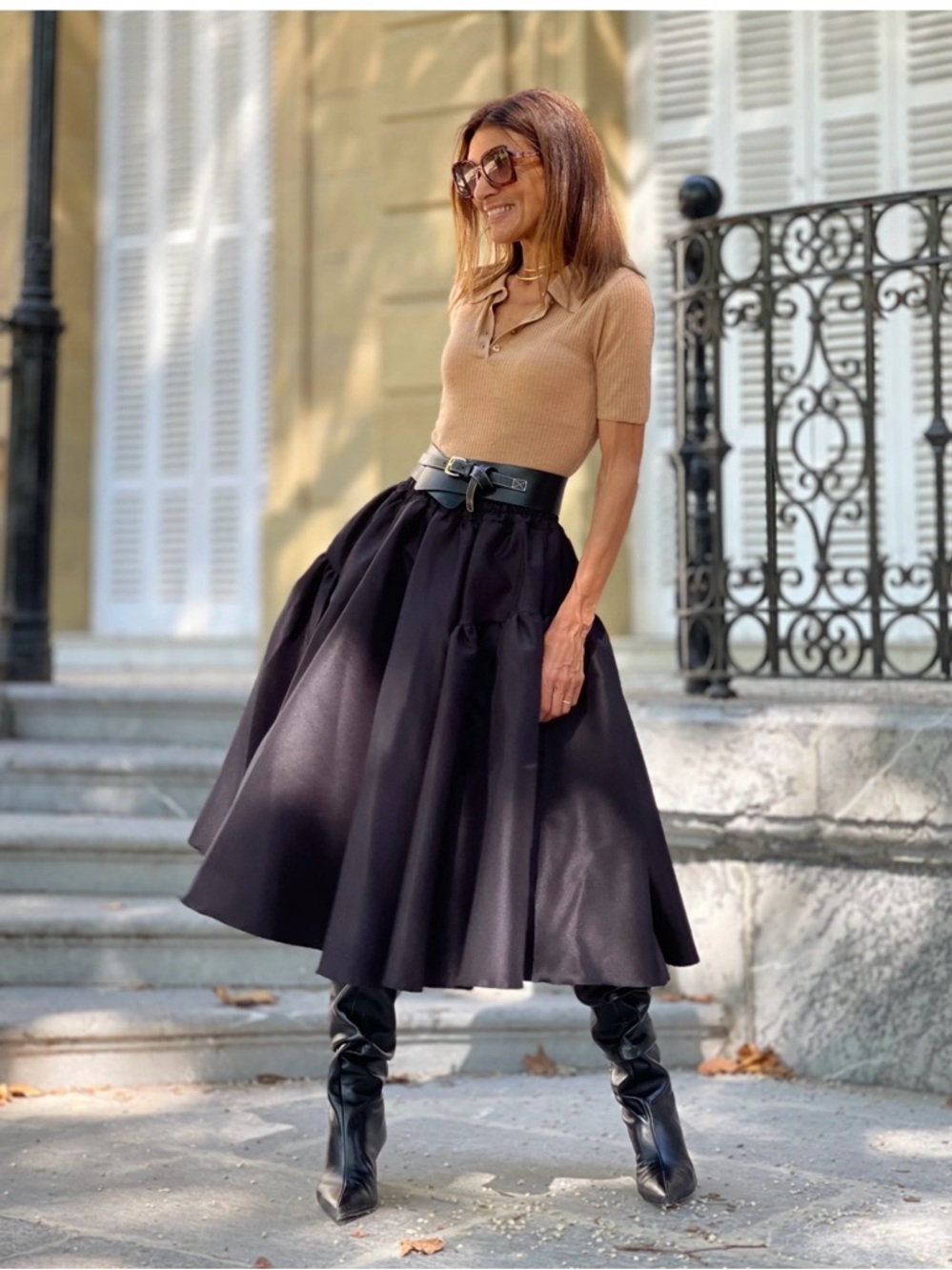 NWT Marielle Stokkelaar Black Full Midi Skirt - Women's Elegant A-Line